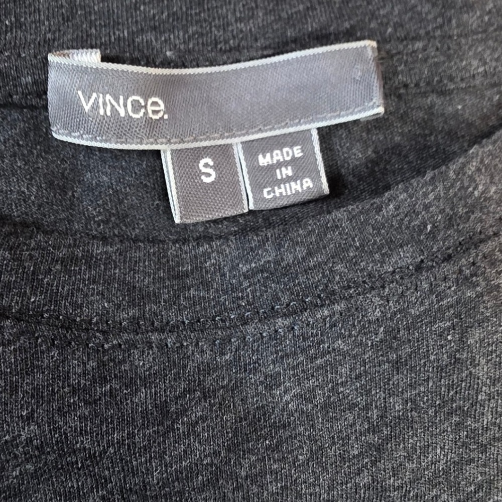 Vince Womens S Black Lamb Leather Sleeve T Shirt - Picture 11 of 12